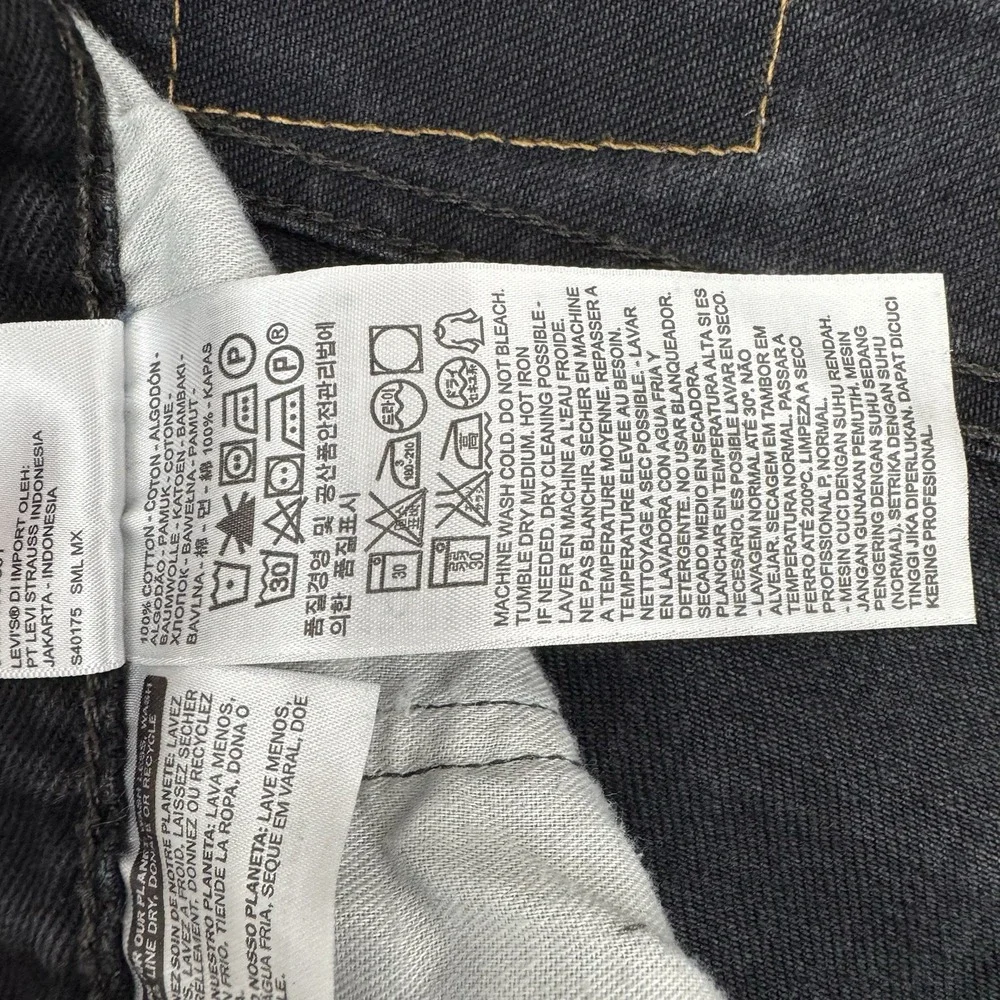 Levi's 501 Original Jeans Men's W33 L32 Black Button Fly Straight Leg Denim